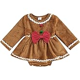 Liuckyxin Baby Girl Christmas Romper Dress Long Sleeve Gingerbread Jumpsuits for Newborn Infant Fashion Xmas Clothes