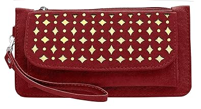 Maroon Fancy Stylish Elegant Synthetic Handmade Womens Wallet/Clutch/Purse TAP FASHION