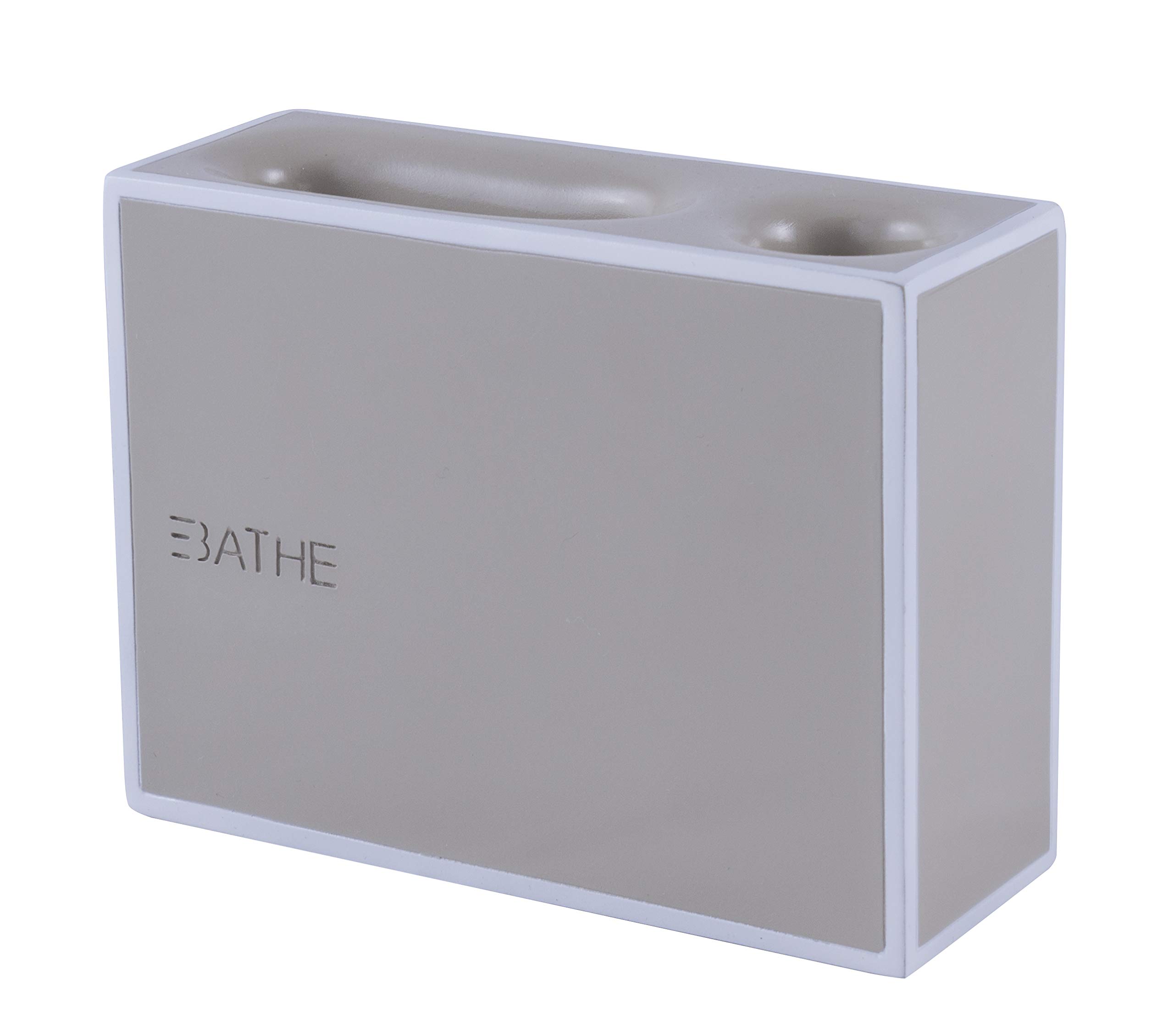 AWD Toothbrush Holder, Beige and White, Polyresin - Felino Bathroom Accessories Series - AWD Interior