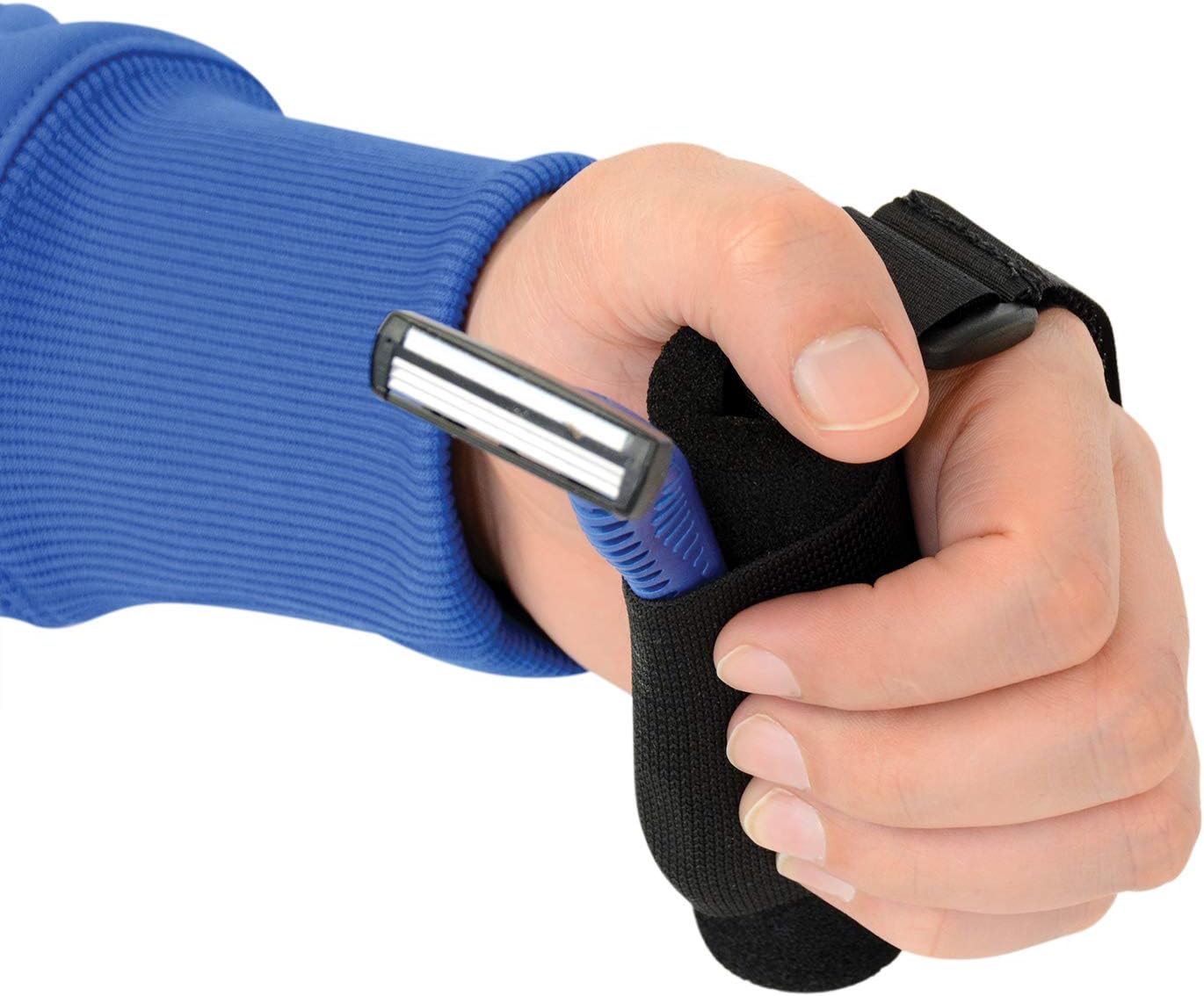 Sammons Preston Universal Holder Strap for Elderly, Hand Cuff with Pocket for Holding Cutlery, Pens, Toothbrushes, Daily Living Tools, Adjustable Velcro Implement Holder for Weak Grip and Arthritis: Industrial & Scientific