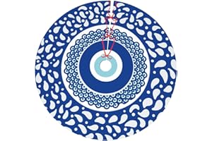 JIEKENMO Evil Eye All Seeing Eye Superstitious Turkish Ethnic 36 Inch Christmas Tree Skirt Carpet Mat Funny Party Soft Cover Mat Decor Supplies for Xmas Halloween Decorations Occasion Farmhouse