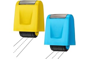 Sherr 2 Pcs Roller Stamps for Teacher Classroom Must Haves Dashed Line Handwriting Stamp Roller Back to School Gift for Kid Preschool Kindergarten Education(2.72 x 2.44 x 1.54 Inch,Yellow, Blue)