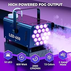 MLIKOEU Fog Machine Smoke Machine, 18 LED Lights