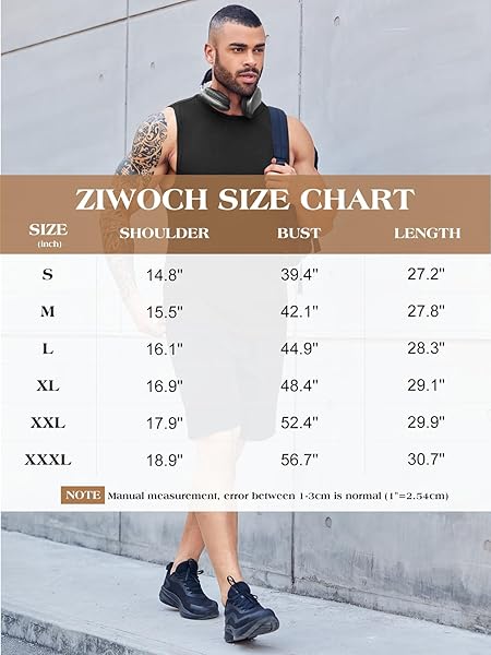 ZIWOCH MEN’S SLEEVELESS TANK TOPS CREWNECK SOLID LOOSE FIT SHIRT KHAKI