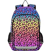 ALAZA Rainbow Leopard Print Neon Cheetah Laptop Backpack Purse for Women Men Travel Bag Casual Daypack with Compartment & Multiple Pockets