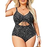 Daci Women Plus Size One Piece Swimsuits - Tummy Control Bathing Suits Cutout Monokini Swimwear