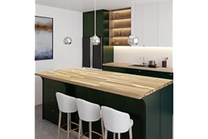 HOWIZZ 60 x 36 x 1.5 in Acacia Butcher Block Island Countertop, Unfinished Solid Wood Butcher Block Table Top for DIY Kitchen Island/Desktop/Dining Table