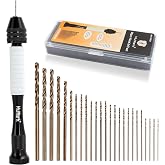 Mulwark Precision Pin Vise Hand Drill Set 25 Pcs - Premium stocking stuffers - Manual Small Drill Set with HSS Micro Twist Bits for Jewelry, Wood, Plastic, and More - Mini Hand Drill for Crafts