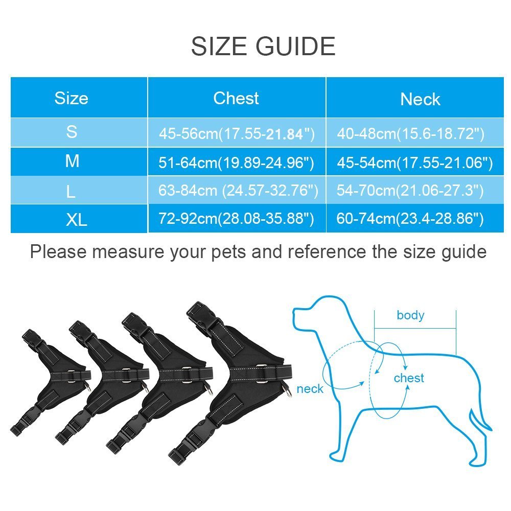 Santune Dog Harness Vest No Pull Adjustable Heavy Duty Oxford Reflective Safety Pet Harnesses with Handle for Small Medium Large Dogs Walking Traveling Training(Black,M)