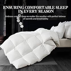 WhatsBedding White Feather Down Comforter Full