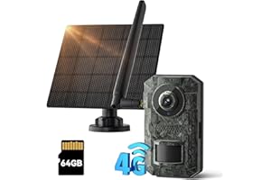 FBYEG 4G LTE Cellular Trail Cameras,2.7k Game Camera Built-in Sim Card,with 64g Memory Card Solar Trail Camera PIR Motion Activated 0.1s Trigger Time, No Glow Night Vision IP66 Waterproof