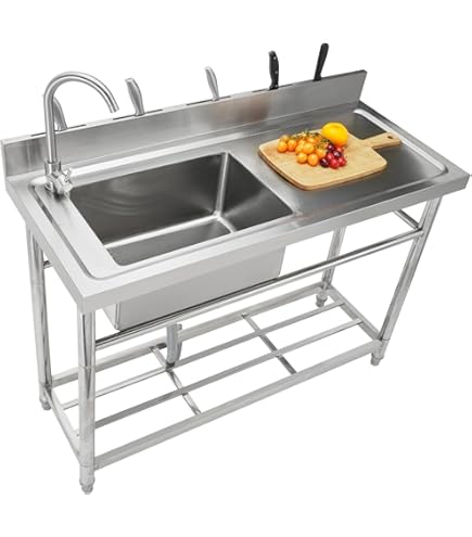 Triple Bowl Stainless Steel Commercial Sink - 39" Free Standing Utility Sink For Kitchen, Garage, Laundry