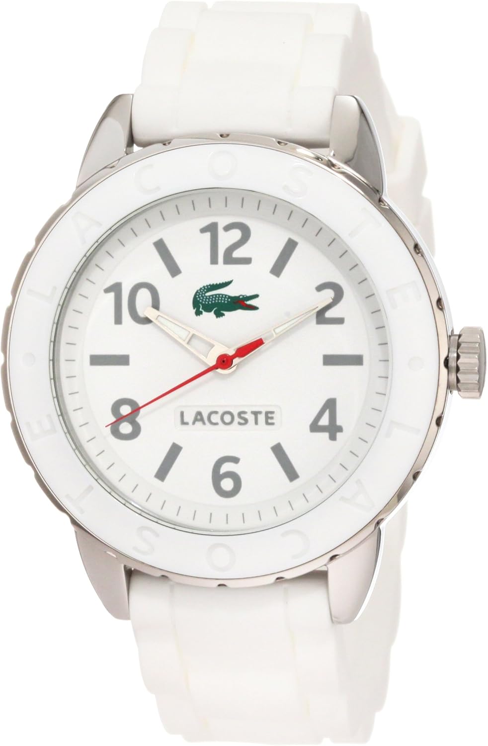 LACOSTE 2000689 UNISEX WHITE RUBBER STAINLESS STEEL CASE WATCH Amazon