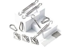 Eyourlife Shade Sail Hardware Kit with Expansion Eyebolt Bolt for Triangle Sun Shade Sail Outdoor Installation, Heavy Duty 304 Stainless Steel Hardware, 34Pcs