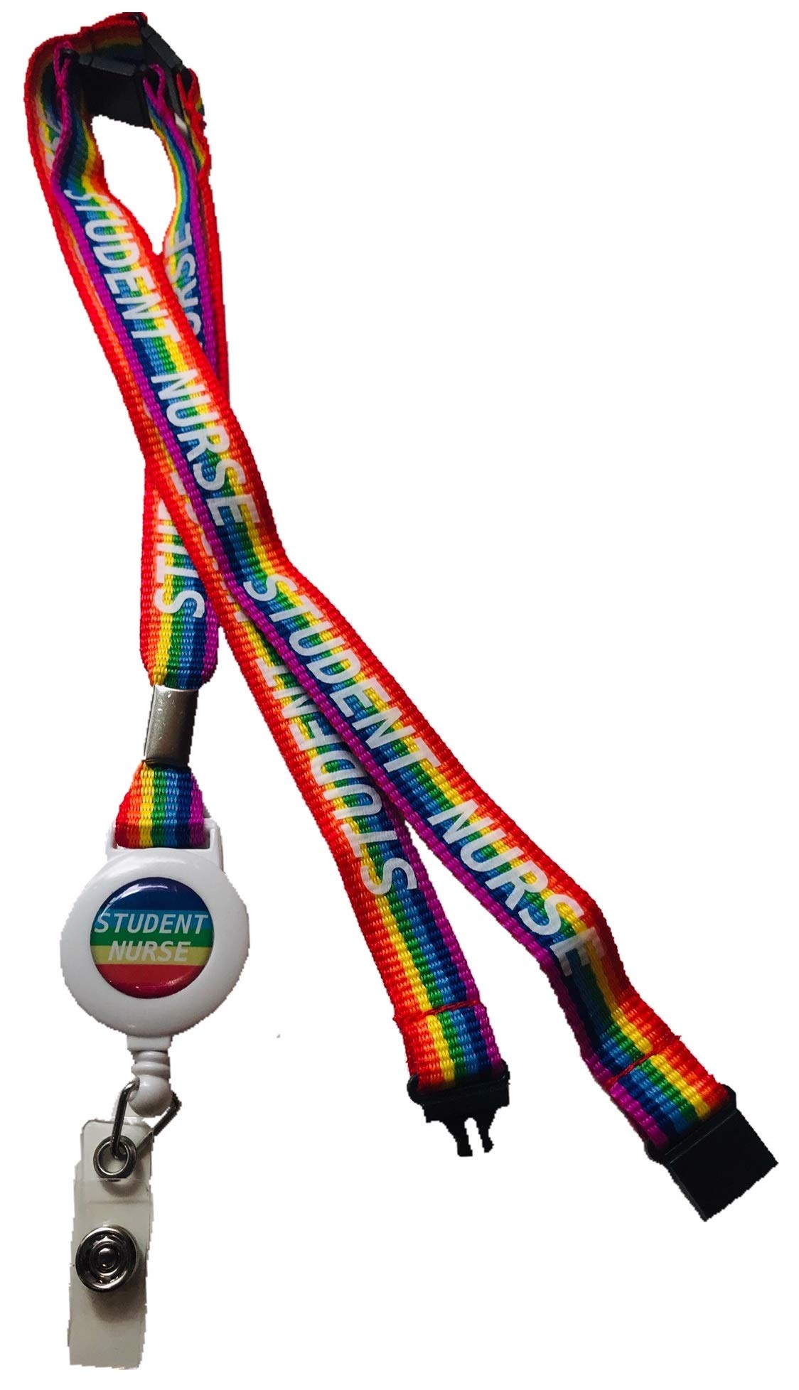 15mm Rainbow Student Nurse Badge Reel Lanyard with 3 Point Safety Breakaway