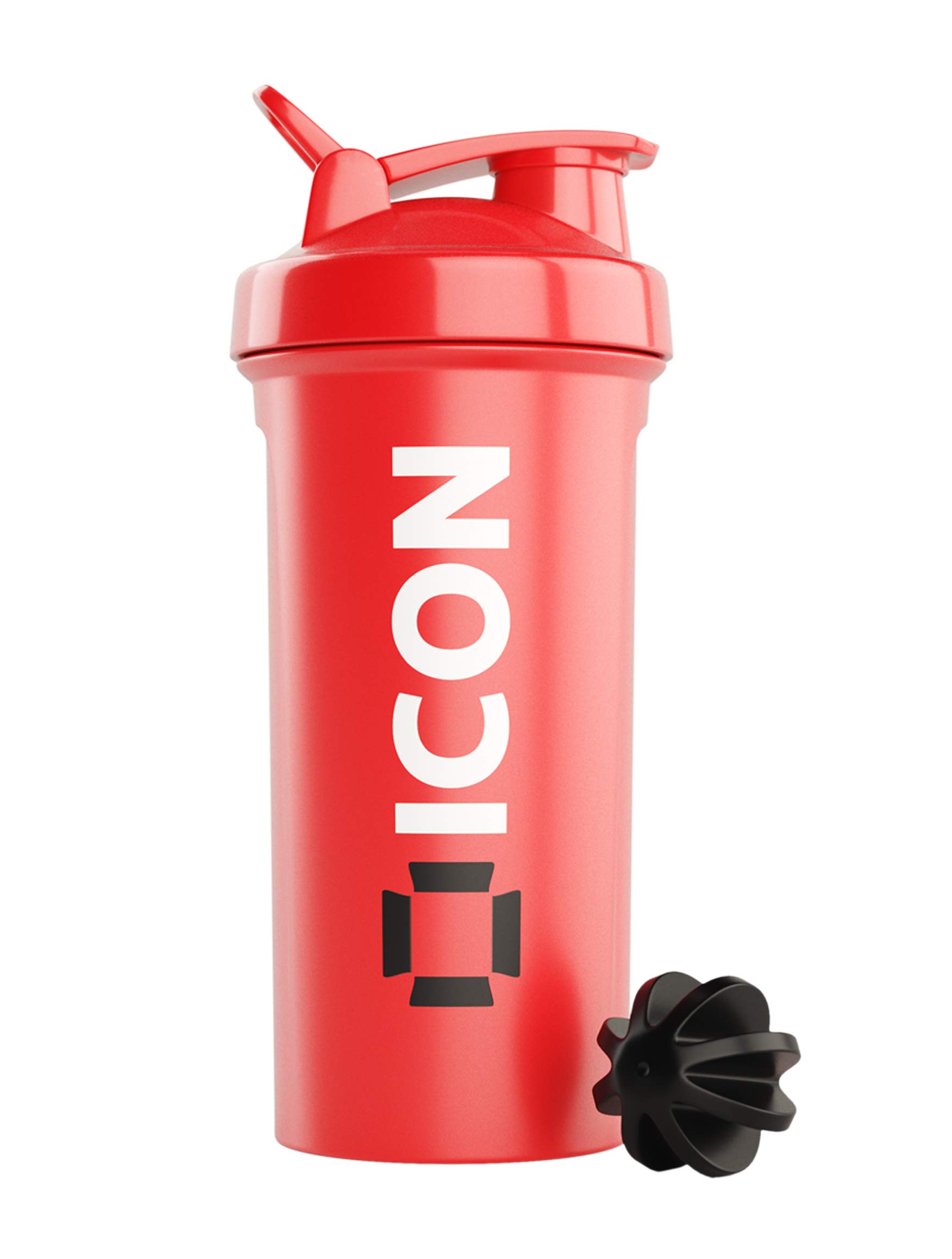 ICON Nutrition Classic Protein Shaker Bottle - 700ml, Made with BPA-Free Plastic, Leak-Proof Protein Shaker, Secure Lid and Mixing Ball, Ideal for Gym, Fitness, and Sports Protein Drink (Red)