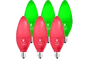 Bluex Bulbs LED 6-Pack Light Bulb, E12 Base, 4W, 450 Lumen, Red, Ideal for Party Decoration, Porch Holiday Lighting, Candelabra Bulbs - Christmas Light Bulbs