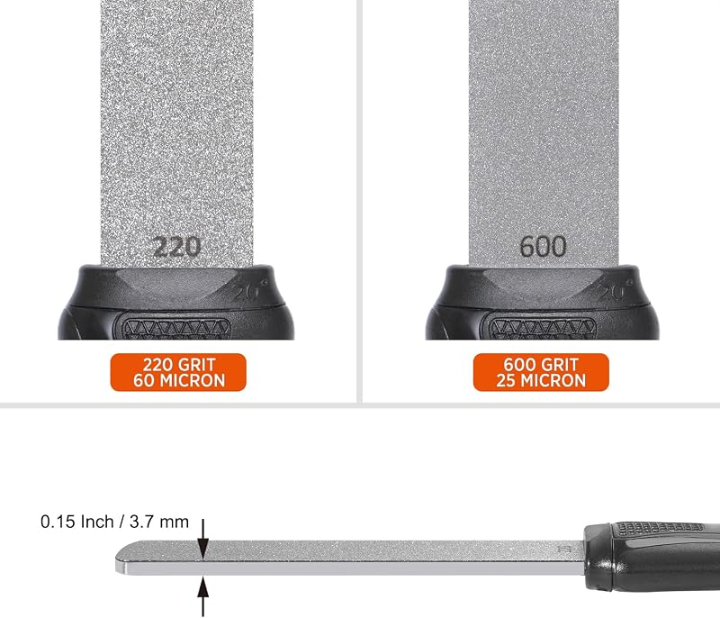 120N Pietra Abrasiva Diamantata A Doppia Grana Per Affilare Coltelli Da Caccia, Coltelli Da Outdoor E Utensili Da Giardino, 220/600 (Extra Grossa/Fine)
