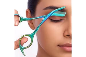 DINNAT Eyebrow Trimming Scissors with Combs, Eyebrow Cutter Hair Removal Eyebrow Scissors,Eye brow razors, Eyebrow trimmer for women,Gifts For Men Women Stocking Stuffers (Rainbow)