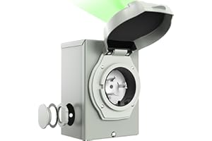 CircleCord 50 Amp Generator Inlet Box with Pre-Drilled 4 Big Wiring Holes, NEMA SS2-50P Power Inlet Box, 125/250 Volt, 12500 Watts with LED Power Indicator for Ourdoor Use, ETL Listed