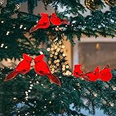 Wonderland Series'-Red Feather Bird;Cardinal Bird;Christmas Decoration;12 Pieces with Wire