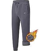 QPNGRP Men's Winter Fleece Lined Stretch Sweat Pants Zipper Pocket