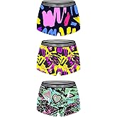 Morvia 3pcs Women Gothic Halloween Skulls Print Contrast Binding Boyshorts Underwear Elastic Waist Intimates Panties