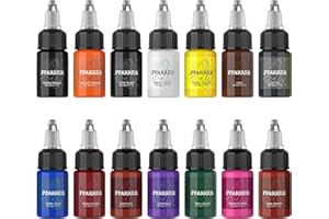 PFARRER Tattoo Ink Color Set 1/2 oz (15ml) Vegan-Friendly USA Standard Pigment Supply 10 Colors Pigment Kit Ink TI7003-15-10