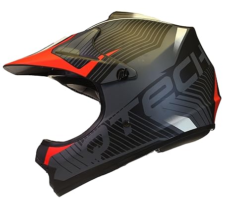 Qtech Kinder Motocross MX Helm MX BMX Quad ATV Motorradhelm Motorrad - Rot - S (53-54cm)