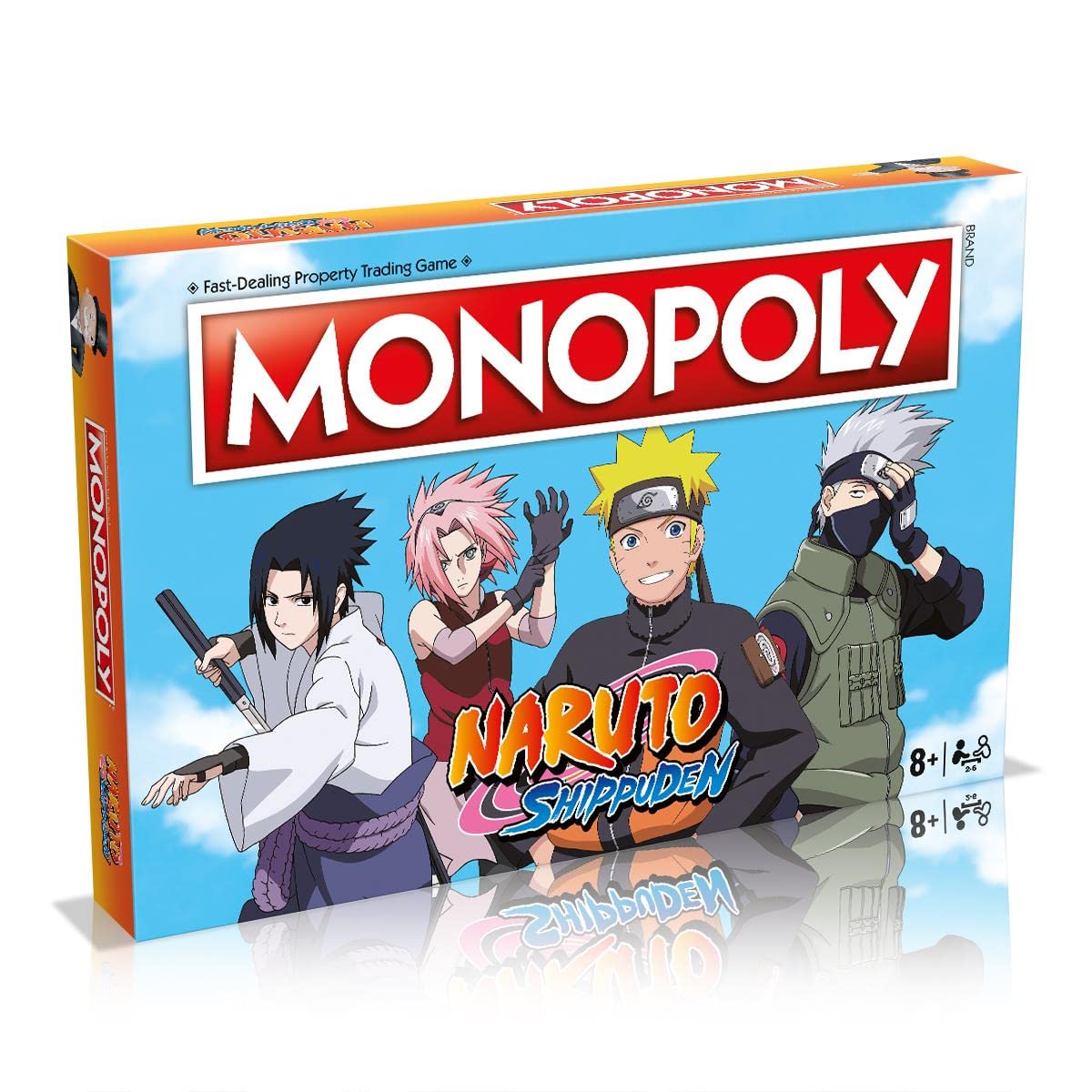 Winning Moves Naruto Monopoly Board Game English Edition, Play with Sakura, Sasuke, Naruto, Kakashi, Tsunade and many more, Fun family game for 2-6 players ages 8 and up, Great gift for Anime fans