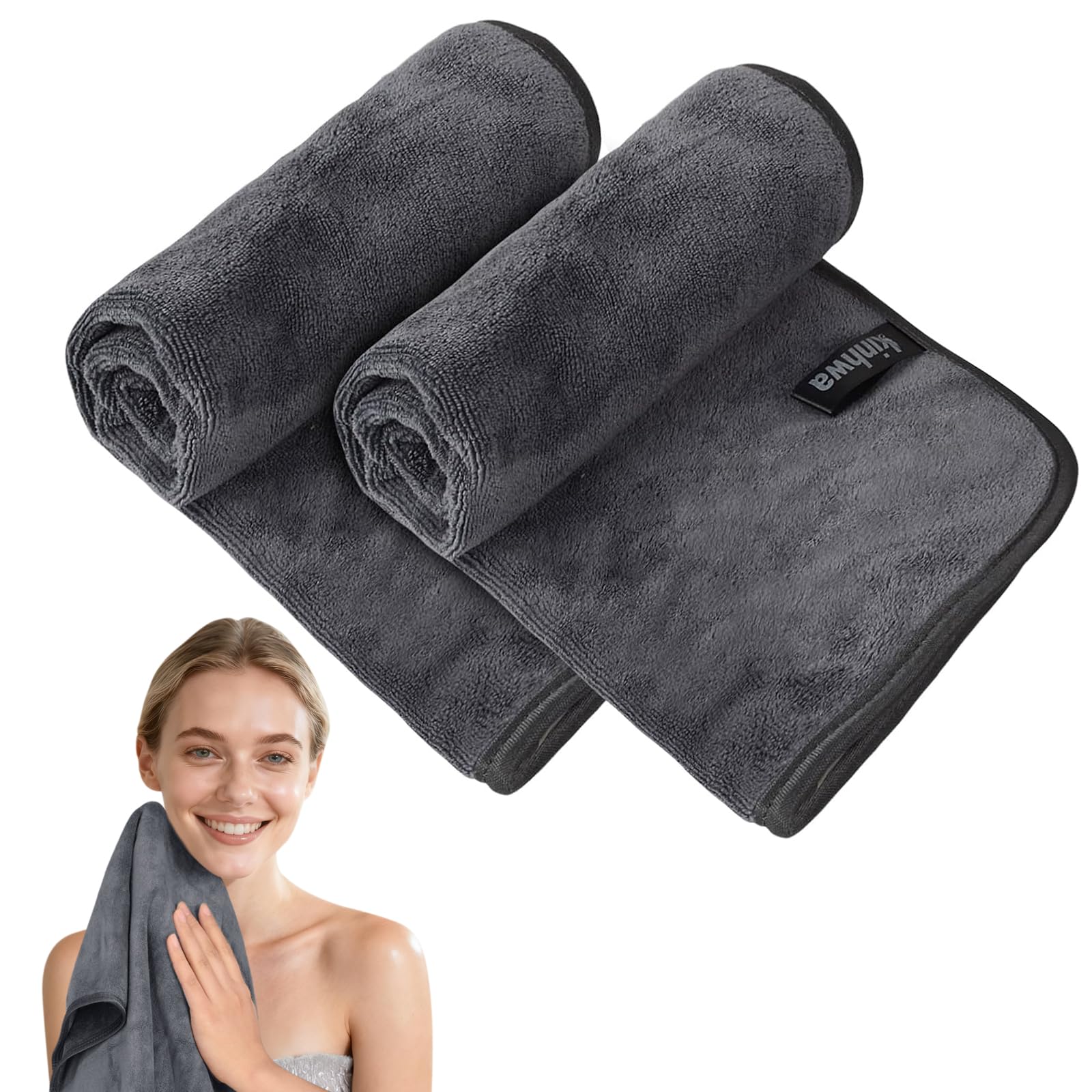 KinHwa Microfibre Soft Hand Towels for Bathroom Abosorbent Small Guest Towels Thick Face Towels 30cm x 50cm Fast Drying Washcloth for Bath, Spa, Gym 2