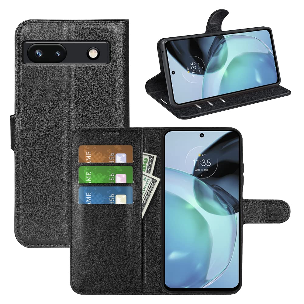 JIUNINE Case for Google Pixel 7A, Leather Wallet Case Flip Cover with [Card Slot] [Magnetic Closure] [TPU Inner Shell] for Google Pixel 7A, Black