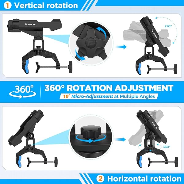 PLUSINNO 4 PACK BOAT FISHING ROD HOLDER DOUBLE V DESIGN FIT ROUND SQUARE TUBES INNOVATIVE CLAMP FISHING GIFTS FOR MEN