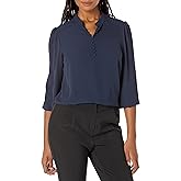 Nanette Nanette Lepore Womens Elegant Covered Button, Mandarin Collar Blouse