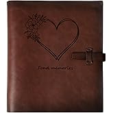 Photo Album 4x6 200 Photos, Genuine Leather Albums Page Refillable with 30 Pieces Writing Paper, Best Gift for Travel Wedding Kids Graduation Baby Picture Album Scrapbook