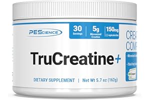 PEScience TruCreatine+ Creatine Monohydrate Powder Plus Epicatechin, Micronized Creapure Creatine for Women & Men, Supports Muscle Growth, Strength & Recovery, Cognition, 30 Servings, Unflavored
