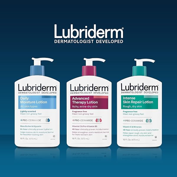 LUBRIDERM DAILY MOISTURE HYDRATING UNSCENTED BODY LOTION WITH VITAMIN B5 FOR NORMAL TO DRY SKIN, NON-GREASY AND FRAGRANCE-FREE LOTION. 16 FL. OZ