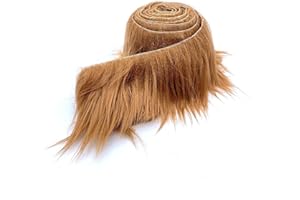 Ice Fabrics Craft Faux Fur Fabric Pre Cut Rolls - 2"x60" Fur Ribbon Mohair Fabric Strips - Super Soft and Fuzzy - Perfect for Crafts, Costumes & Decoration - Light Brown - 2x60