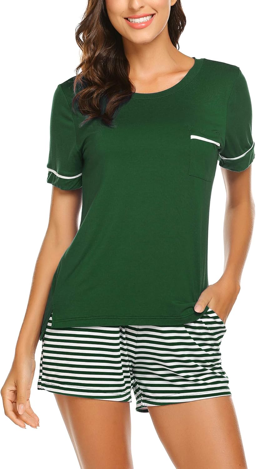Ekouaer Women's Shorts Pajama Set Short Sleeve Sleepwear