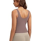 ODODOS Cloud Feeling Tank Bra for Women U Back Wirefree Longline Sports Bra Yoga Top with Removable Pads