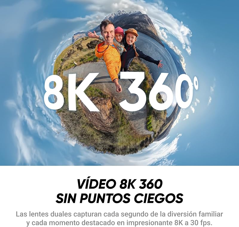 X4 Air Black Graphite, Cámara con resolución 8K y 360°, bastón de Selfie Invisible, con protección antiviento integrada, graba Primer y Segundo Plano, Lentes Intercambiables, Starter Pack