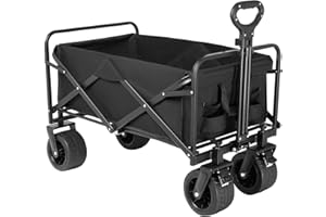 ZOMEYLPO Beach Wagon with Big Wheels for Sand,Collapsible Folding All Terrain Utility Wagons Carts Foldable with Brakes for Sand Camping Sports Outdoor.