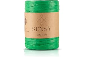 S SENSY Sensy Premium 438 Yards Raffia Paper, Paper Ribbon (Green)