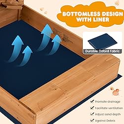 HONEY JOY Sandbox with Sand Wall, Cedar Bottomless