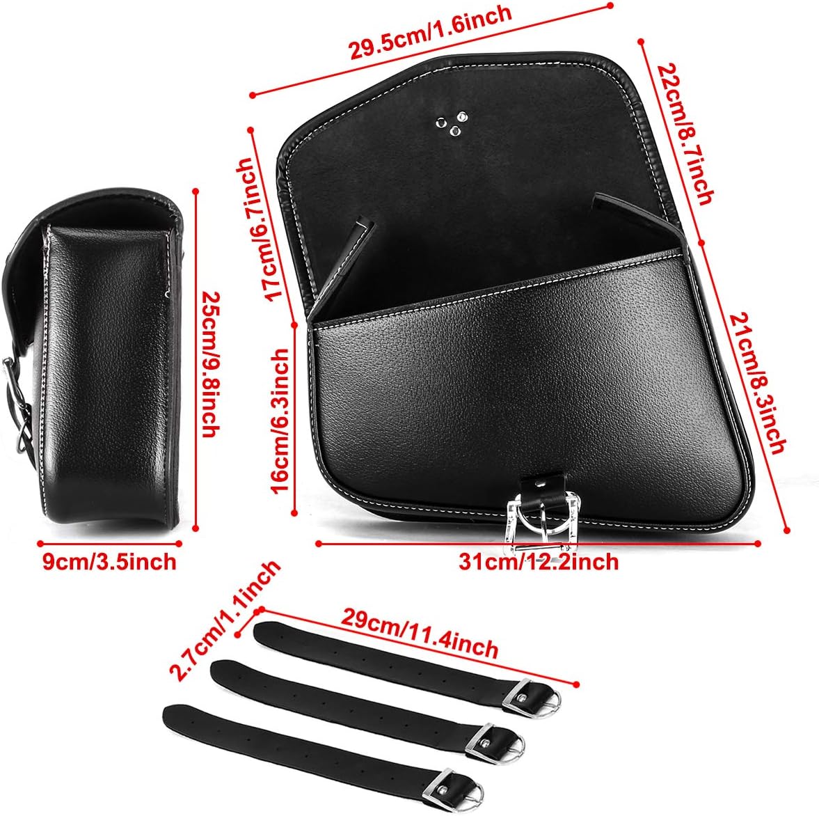 Motorcycle Tool Bag Saddlebags with PU Leather Metal Buckle Black Swing Arm Bag For Sportster XL 883 1200 Night Rod Special Honda shadow Yamaha: Automotive
