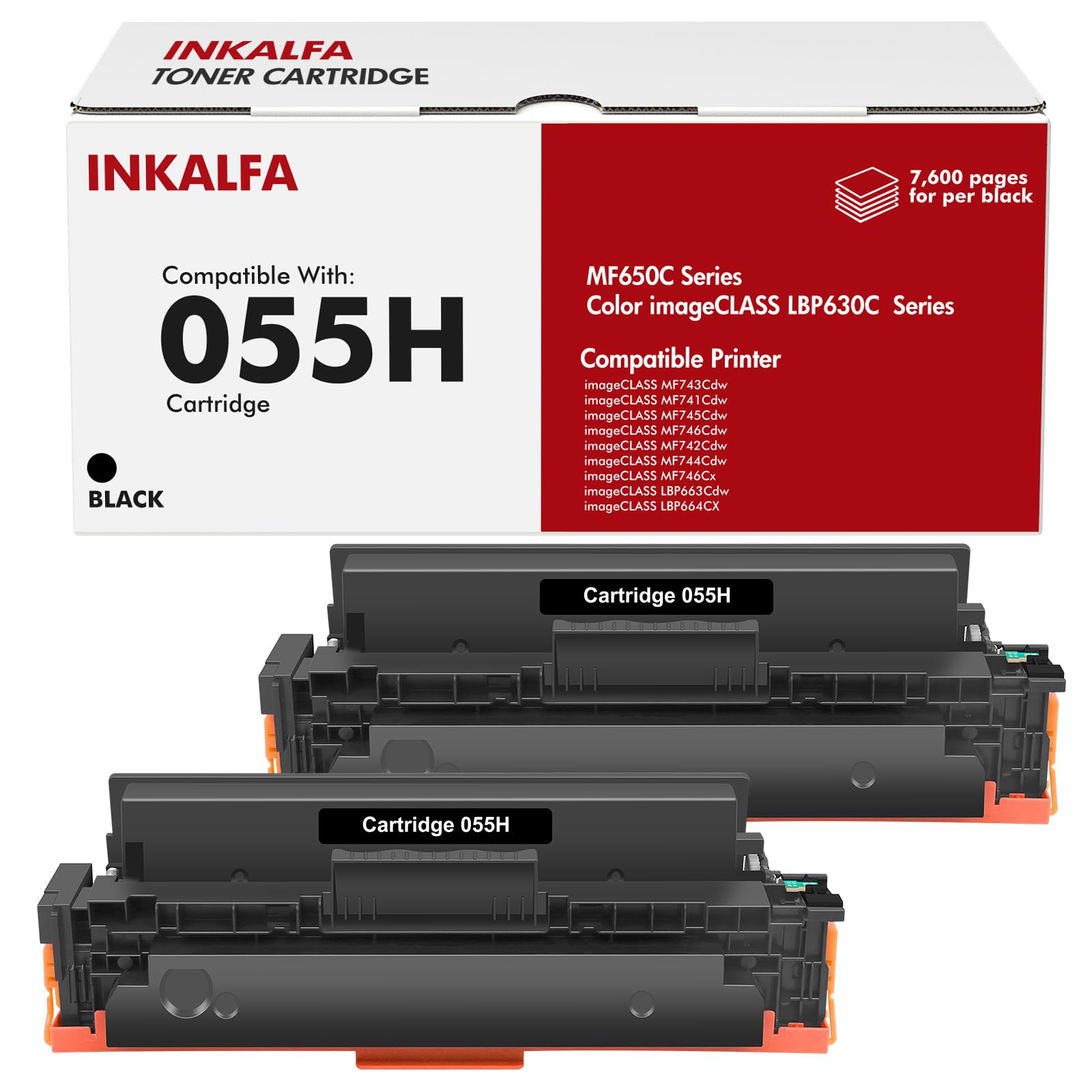View 1 of 055H Black Toner Cartridge High Yield 055 MF743Cdw Compatible for Canon 055H 055 Color ImageCLASS MF743Cdw MF741Cdw MF743 MF741 MF746Cdw MF740C MF745Cdw LBP664Cdw LBP660C MF740C Printer Ink (2 Pack)