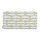 Kukoo Women Leather Long Zipper Wallet Pineapple Print Designer Clutch Purse Credit Card Holder (Yellow 2)