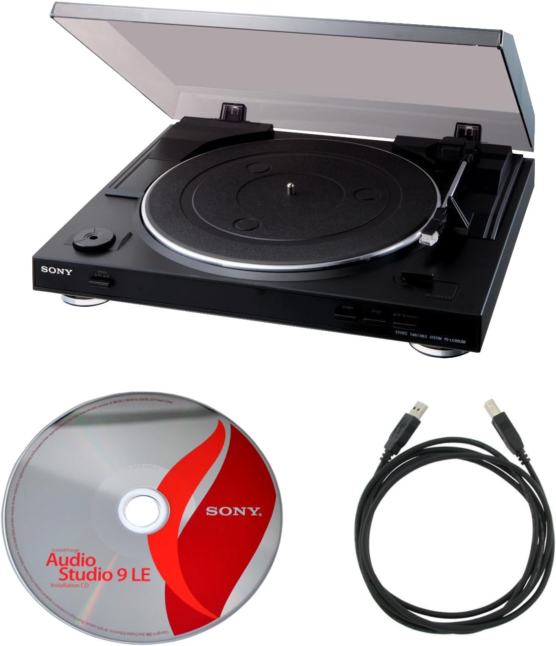 Sony PSLX300USB USB Stereo Turntable + Audio Studio 9 + Usb Cable