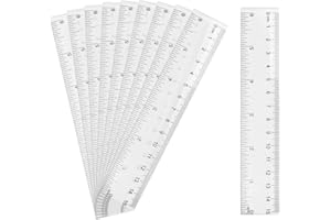 10 Pack 6-Inch Dual-Scale Rulers, Metric & Imperial (cm/inch) Plastic Rulers for School, Office, Art & DIY – Clear Straight E
