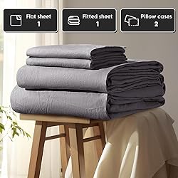 Shilucheng 100% French Linen Sheets - Full Size Bed